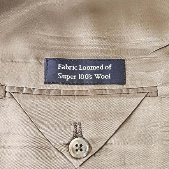 Vintage Burberry Plaid Single Breasted Suit Jacket In Tan and Black Size 44L - Picture 5 of 12